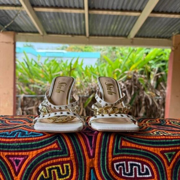 Shein White Chain‎ Strap Heels size 6 - Picture 2 of 8